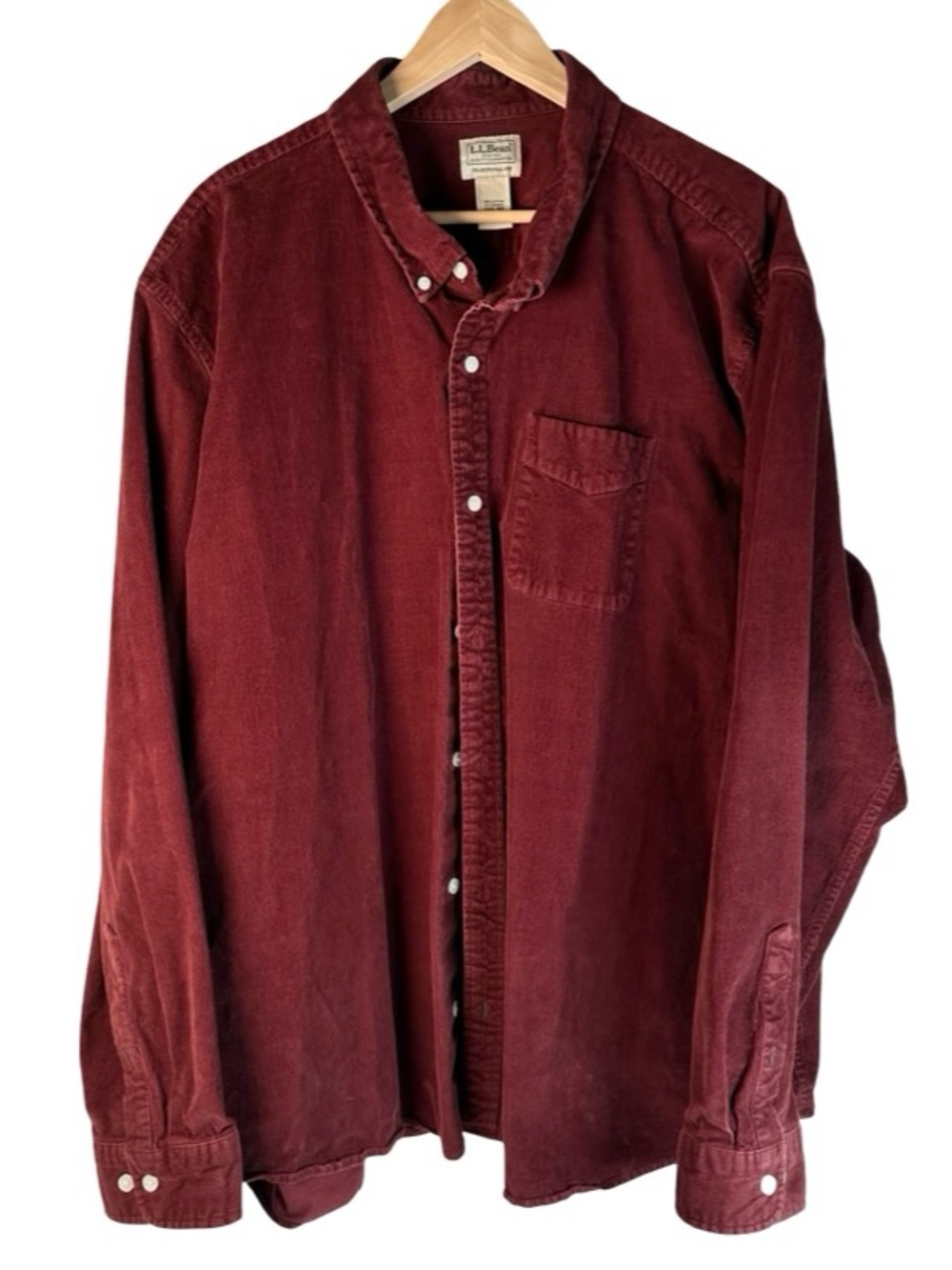 L.L. Bean Vintage Traditional Fit Maroon Red Corduroy Button Down Shirt XXXL